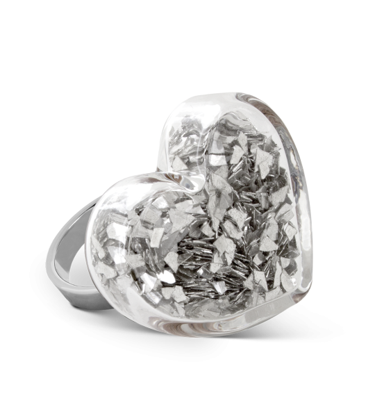 Inel de sticla - Coeur Medium Paillettes