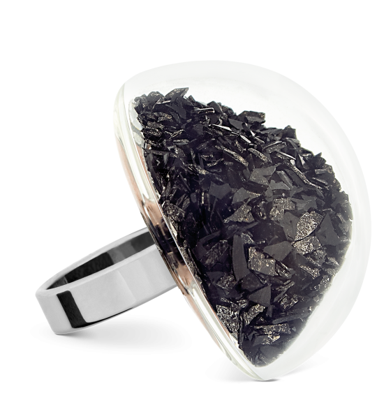 Inel de sticla - Dome Giga Paillettes