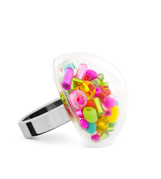 Inel de sticla - Dome Medium Mix Perles