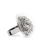 Inel de sticla - Dome Medium Paillettes