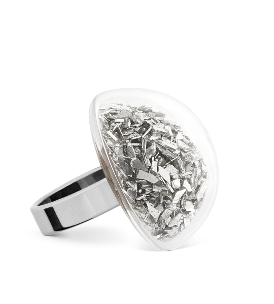 Inel de sticla - Dome Medium Paillettes