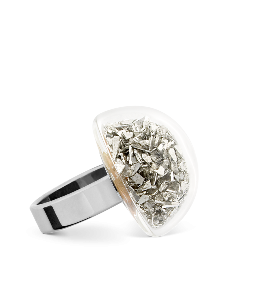 Inel de sticla - Dome Mini Paillettes