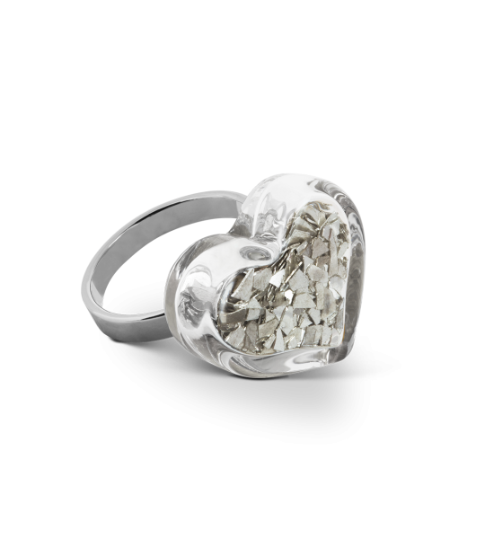 Inel de sticla - Coeur Nano Paillettes