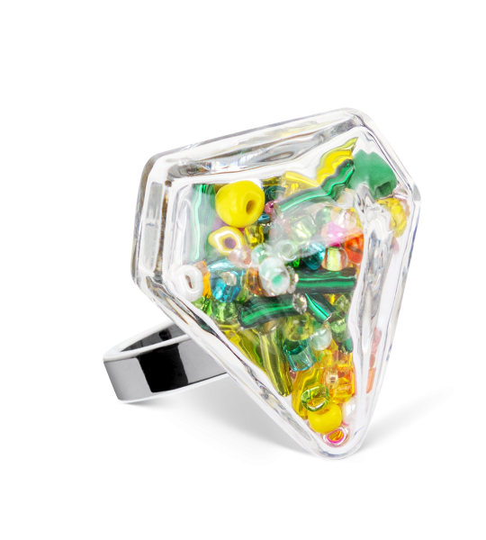 Inel de sticla - Diamant Medium Perles