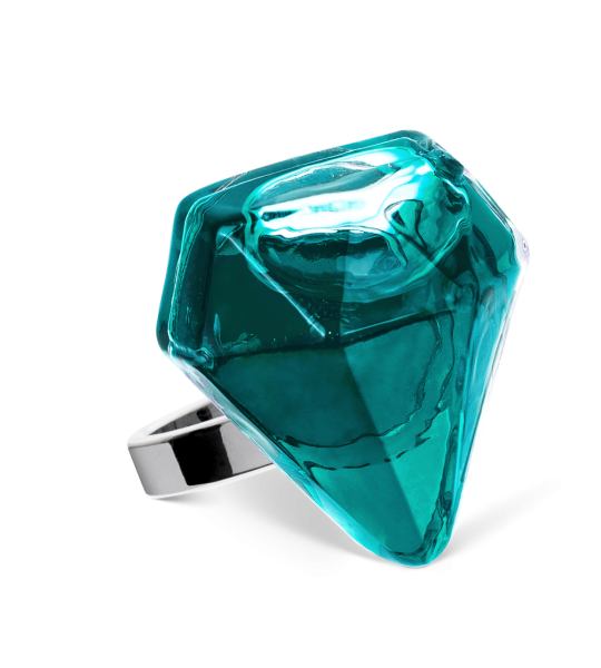 Inel de sticla - Diamant Medium transparent